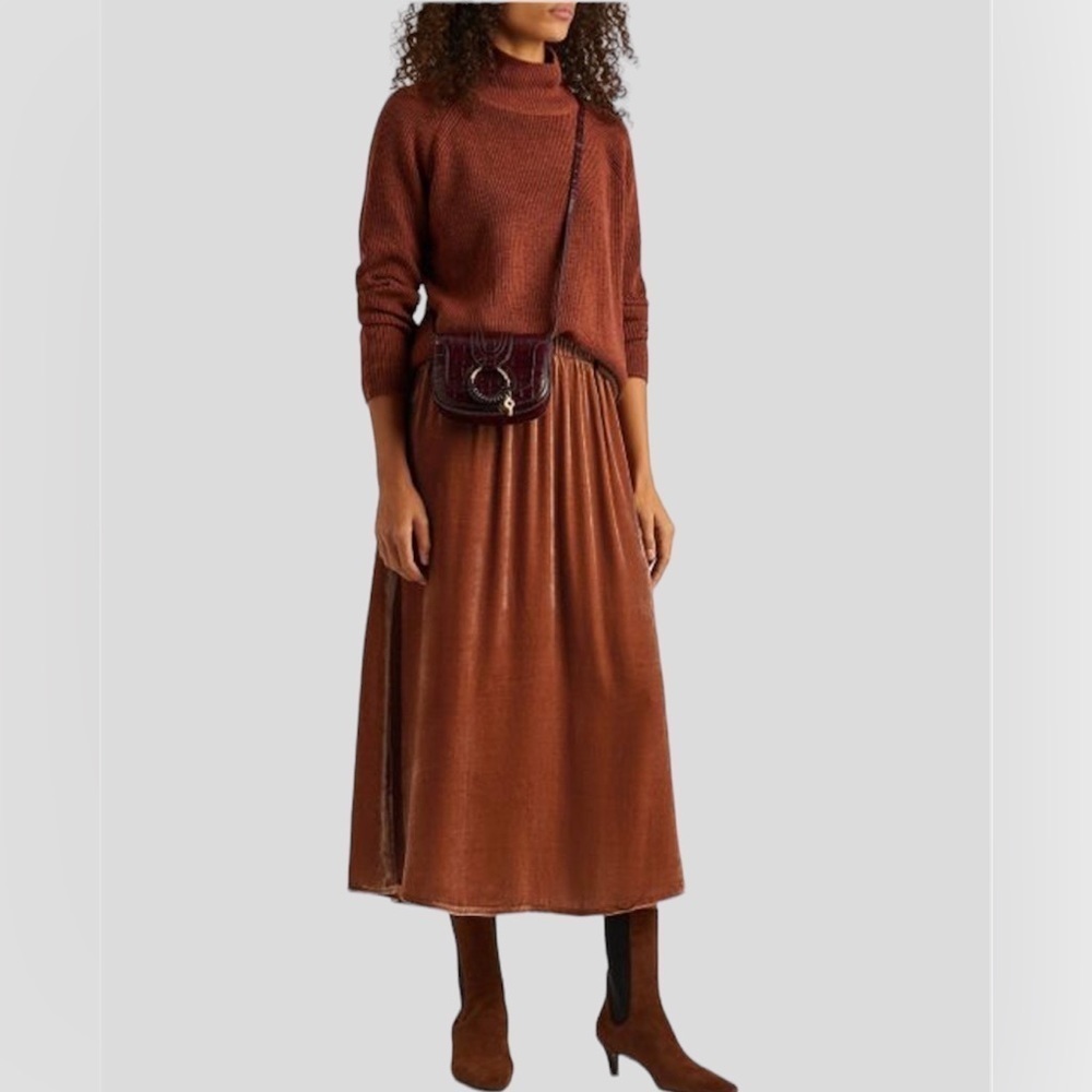 Eileen Fisher A-Line Midi Velvet Skirt
